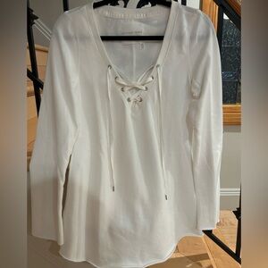 Victoria’s Secret white lace up sweatshirt. NWOT